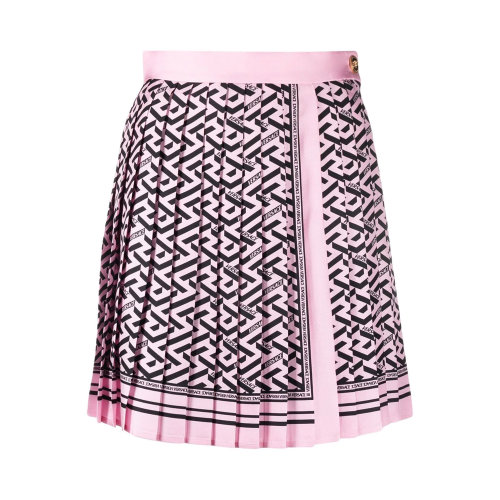 VERSACE/范思哲 女士粉色絲綢印花裝飾半裙短裙 10039741-A028845-P210