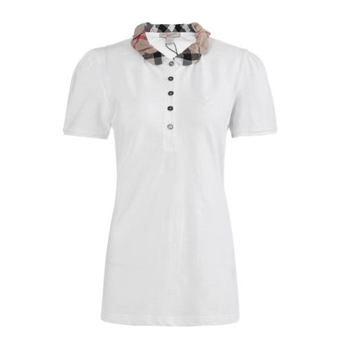 BURBERRY/博柏利 女裝 服飾 潮流時(shí)尚 棉質(zhì)娃娃領(lǐng)格紋翻領(lǐng)半袖 女士短袖T恤 3847355