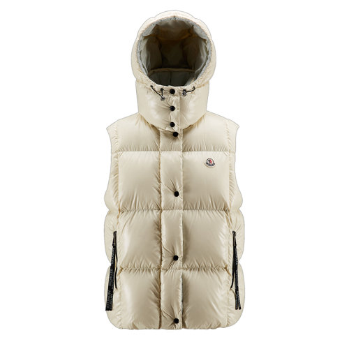 Moncler/蒙克萊 22年秋冬新款 Luzule系列 女士象牙白/暖灰色漆面尼龍羽絨服馬甲H20931A0006468950065