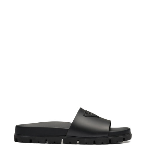 PRADA/普拉達 22年春夏新款 男士黑色橡膠Logo壓花拖鞋2X3085_3LKV_F0002