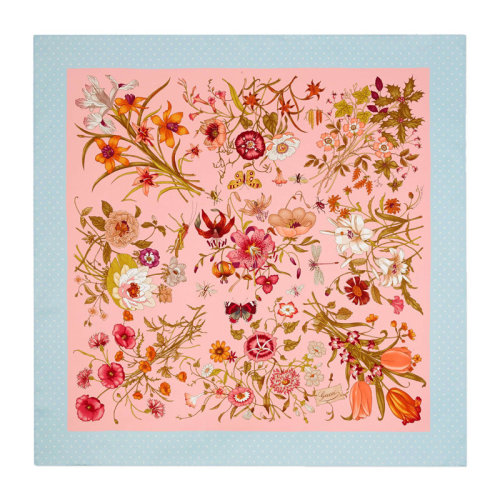 GUCCI/古馳 古琦女士粉紅色花卉印花真絲絲巾 577840 3G001 5900 HKY012345C