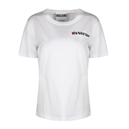 MOSCHINO/莫斯奇諾字母徽標(biāo)時(shí)尚女士短袖T恤J070405401