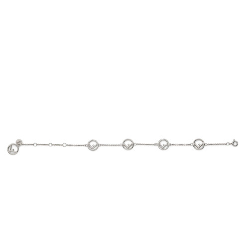 FENDI/芬迪  F IS FENDI系列 女士鈀色徽標(biāo)牌白色鋯石手鏈8AG7366DMF0GGH