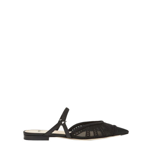 FENDI/芬迪  女鞋 Micromesh 女士黑色織物松緊緞帶時尚平跟鞋 8R8107AEH4F0MN8