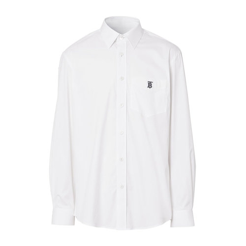 BURBERRY/博柏利專(zhuān)屬標(biāo)識(shí)裝飾圖案功能性棉質(zhì)男士長(zhǎng)袖襯衫80430601