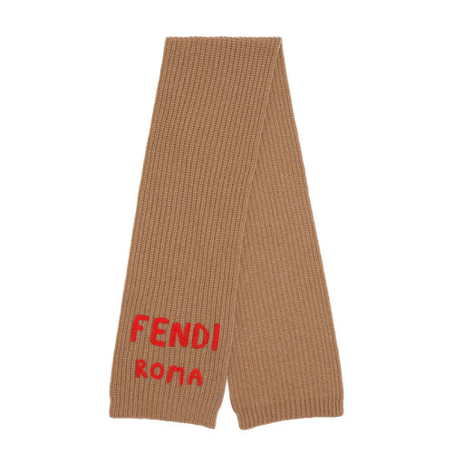 FENDI/芬迪新款 女士米色羊毛紗線圍巾FXT352AIX0F0UBY