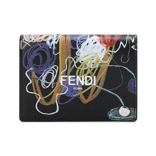 FENDI/芬迪男士牛皮卡包卡夾涂鴉LOGO圖案 7M0312 AH8Q