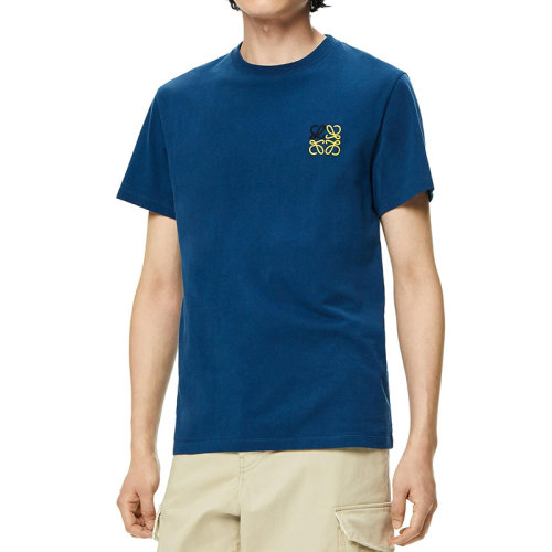 LOEWE/羅意威 22年秋冬新款 男士石油色純棉Anagram Logo刺繡T恤H526Y22J26-1200