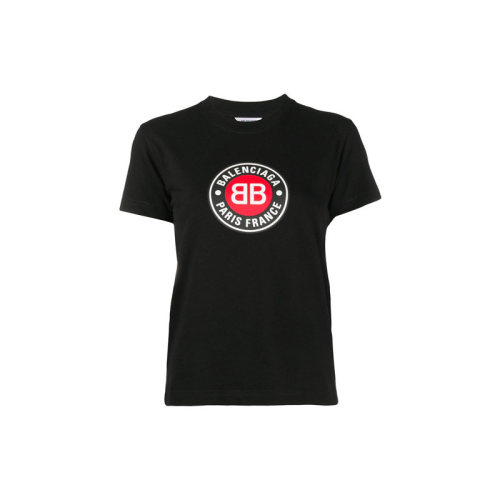 Balenciaga/巴黎世家  女裝 經(jīng)典雙B 女士黑色棉質(zhì)時尚圓領(lǐng)春夏短袖T恤 612964TJVD61000