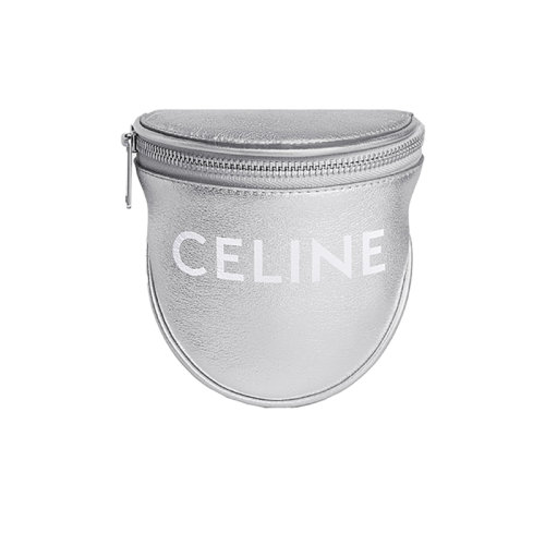 CELINE/賽琳 22秋冬新款 男士小號(hào)銀色印花層壓小牛皮拉鏈開合調(diào)節(jié)抽繩肩背手提零錢包10J643EK6.36AG