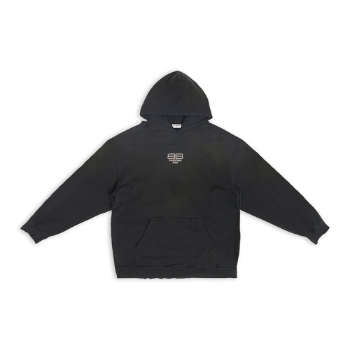 Balenciaga/巴黎世家 22年秋冬新款 女士黑色正面飾有白色雙B LOGO棉質(zhì)連帽衛(wèi)衣578135TMVP31073