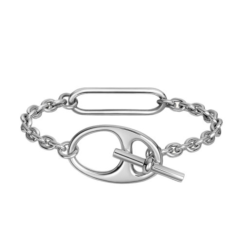 HERMES/愛馬仕 經(jīng)典Cha?ne d'Ancre Twist系列 925純銀錨形鏈環(huán)手鏈H117420B