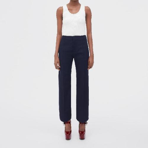  BV葆蝶家 22年秋冬 女士 休閑褲 pantalon en toile de coton doublee avec coupe incurvee 70