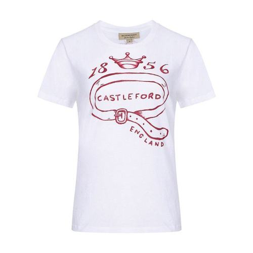  BURBERRY/博柏利 藝術(shù)簽名腰帶印花白色短袖T恤 40675411