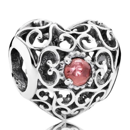 PANDORA/潘多拉 女士925銀鋯石鏤空心形月份手鏈串珠 791784CI