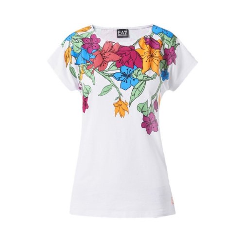  Emporio Armani/安普里奧阿瑪尼 女士白色棉質(zhì)短袖T恤 3ZTT77 J12Z 1100 PLFSX
