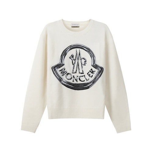 Moncler/蒙克萊 女士針織衫/毛衣 女士羊毛/羊絨閃亮商標(biāo)圓領(lǐng)針織衫羊毛衫毛衣 9C00019 M1127
