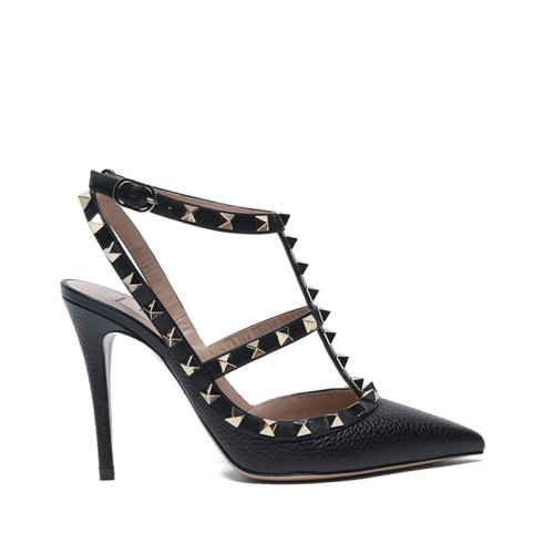 Valentino/華倫天奴 2021款 女士皮革鉚釘裝飾尖頭高跟鞋涼鞋 VW2S0393 VCE