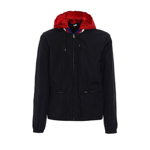 GUCCI/古馳  古琦男裝 品牌字母LOGO 經(jīng)典雙G 男士黑色時(shí)尚連帽秋冬夾克 473302 Z719B 1155