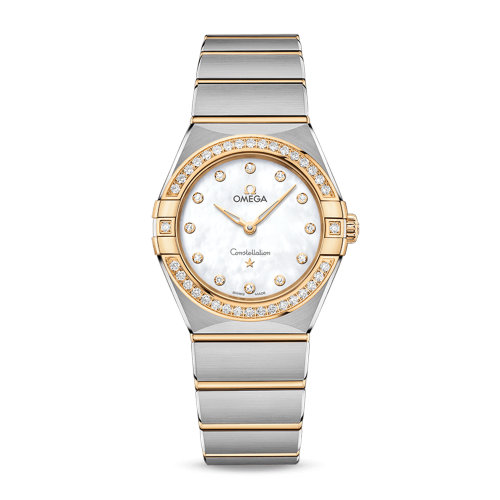 OMEGA/歐米茄 星座系列 精鋼 18K金 外圈鑲鉆 鉆石刻度 石英機芯 女士腕表 131.25.28.60.55.002