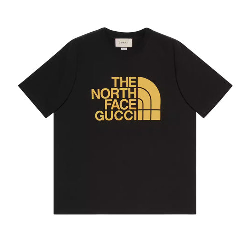 GUCCI/古馳      The North Face聯(lián)名系列 男士黑色純棉圓領(lǐng)大版型短袖T恤?616036XJDCL1131