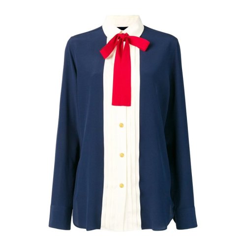 GUCCI 古馳 女裝 服飾 黑色蝴蝶結(jié)裝飾女士長袖襯衫襯衣
