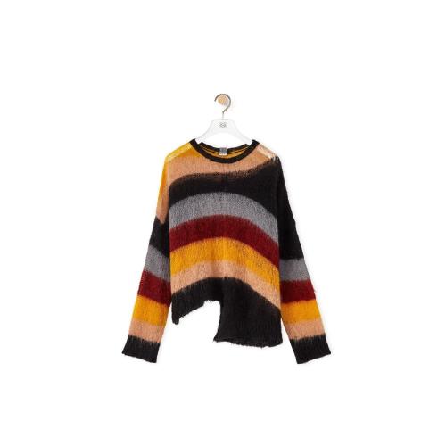  LOEWE羅意威 22年秋冬 女士 針織衫 Asymmetric stripe sweater in mohair S359Y14K80-3107