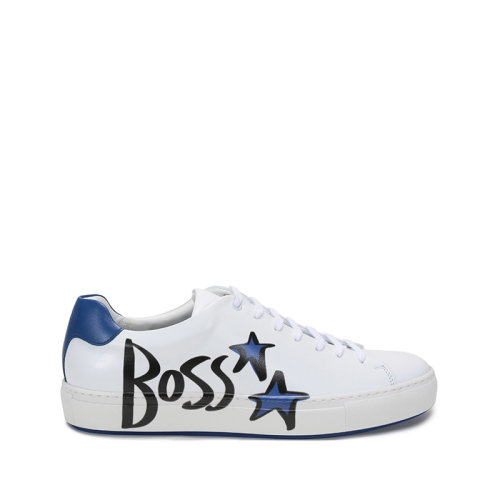 HUGO BOSS/雨果博斯 2021款 男士BOSS x Justin Teodoro聯(lián)名膠囊系列皮革系帶休閑運(yùn)動(dòng)鞋板鞋 50443233