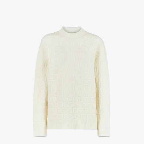  FENDI芬迪 22年秋冬 女士 針織衫 白色人造絲毛衣 FZX810AJTEF0ZNM