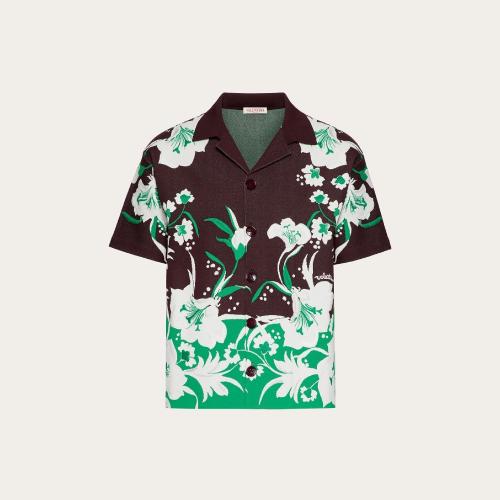  VALENTINO華倫天奴 22年秋冬 男士 短袖襯衫 CHEMISE BOWLING EN VISCOSE a BRODERIE STREET F