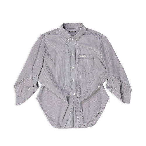 Balenciaga/巴黎世家 22年秋冬新款 女士黑白條紋純棉飾有白色刺繡LOGO圖案長袖襯衫671663TNM291070