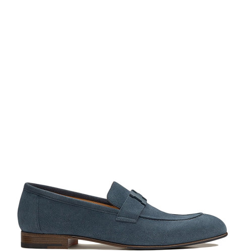 HERMES/愛馬仕 22年秋冬新款 Paris系列 男士天藍色麂皮山羊皮樂福鞋H192437ZAQ8400