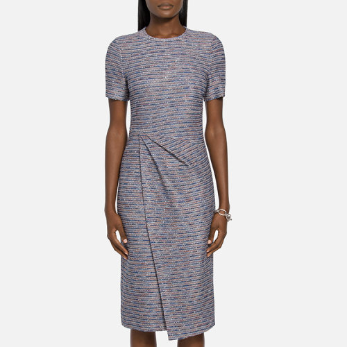 St.John/盛薔間隔染色緞帶粗花呢女士連衣裙K11Y093