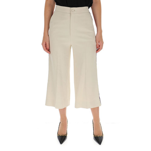 GUCCI/古馳    紅藍(lán)條紋修邊 時(shí)尚百搭 女士黑色棉質(zhì)休閑褲 577609 ZKR01 1043