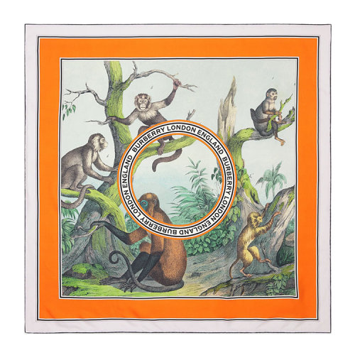 BURBERRY/博柏利 猴印花絲質方巾80273601