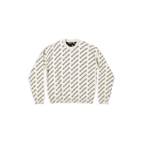  BALENCIAGA巴黎世家 22年秋冬 男士 長袖T恤 Mens Mini Allover Logo Sweater  in Off White 7