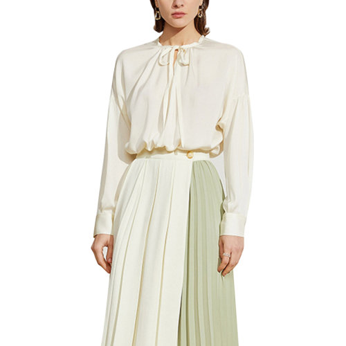 GeleiStory/GeleiStory  春夏新款長(zhǎng)袖百搭時(shí)尚真絲絲綢上衣襯衫女  女裝＞女士襯衫＞女士長(zhǎng)袖襯衫