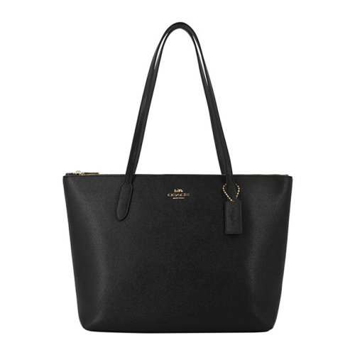 COACH/蔻馳 女士純色皮質(zhì)經(jīng)典字母徽標(biāo)裝飾拉鏈開(kāi)合單肩包手提包托特包女包 F4454 多色可選