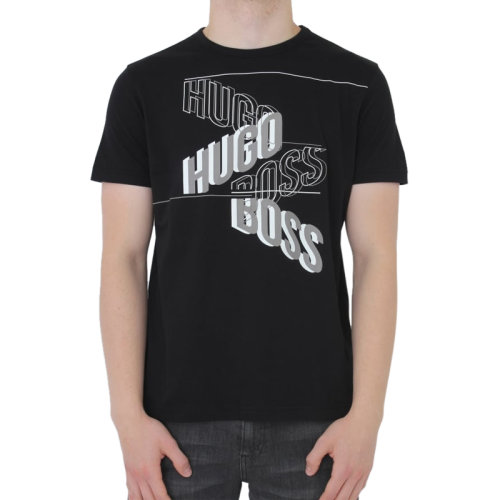 Hugo Boss 雨果博斯 男士 服裝  黑色字母LOGO圓領(lǐng)棉質(zhì)T恤 男士短袖T恤