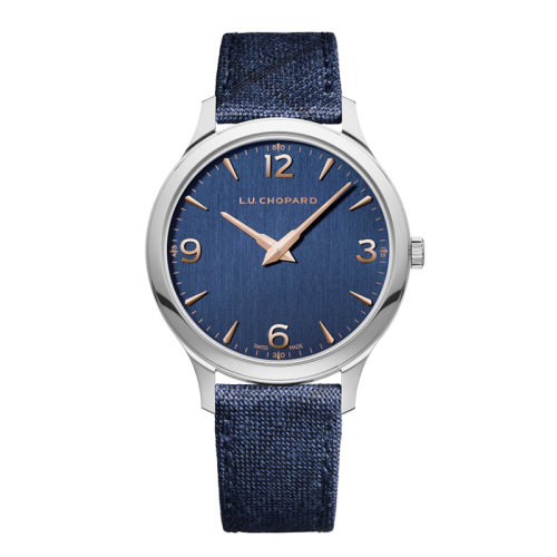  Chopard/蕭邦  L.U.C系列XP藍(lán)色表盤鱷魚皮自動機(jī)械精鋼男士腕表40毫米168592-3002