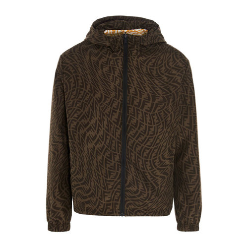 FENDI/芬迪 男裝 時尚百搭 男士 混色雙FF圖案雙面穿連帽夾克外套 FAA830AGBIF1AKH HJH0012BC