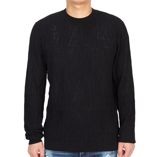 FENDI/芬迪 男士純色粘膠混紡滌綸經(jīng)典雙F字母徽標提花裝飾圓領(lǐng)長袖上衣毛衣針織衫套頭衫 FZY442-AFZA 多色可選