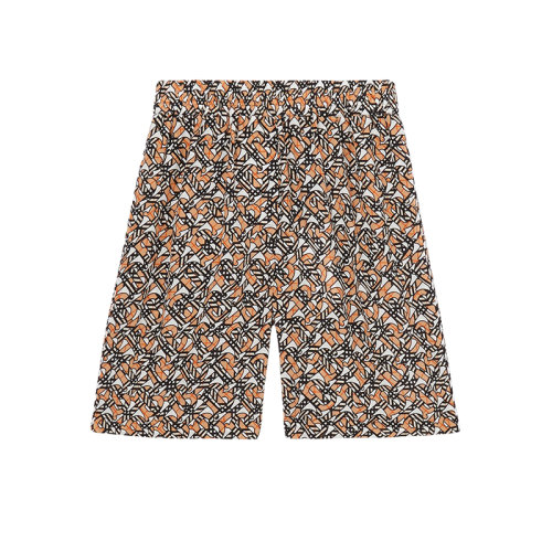 BURBERRY/博柏利 22年春夏新款 女士白色/米色桑蠶絲老花印花縐紗短褲80572001