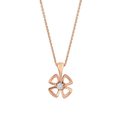 BVLGARI/寶格麗 FIOREVER系列 18K金玫瑰金鑲10分鉆花瓣項(xiàng)鏈 355324