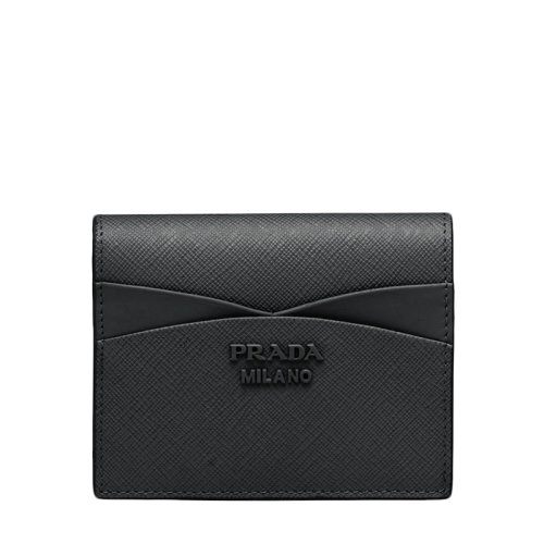 PRADA/普拉達(dá) 22春夏新款 女士小號(hào)黑色皮革徽標(biāo)多層大容量卡包零錢(qián)包錢(qián)夾1MV204_2DYH_F0002