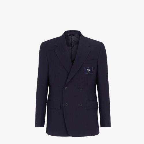  FENDI芬迪 22年秋冬 男士 西服外套 藍色羊毛休閑西裝 FJ0673A9RMF0QA2
