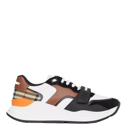 BURBERRY/博柏利 22年早春新款 男士黑色/典藏米色滌綸拼麂皮小牛皮Vintage格紋運(yùn)動(dòng)鞋80391121