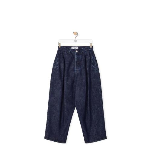  LOEWE羅意威 22年秋冬 女士 休閑褲 Oversize pleated jeans in denim S928Y11X01-5400