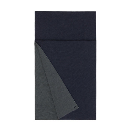 HERMES/愛(ài)馬仕 男士海軍/石板色羊絨真絲圍巾H733631T18