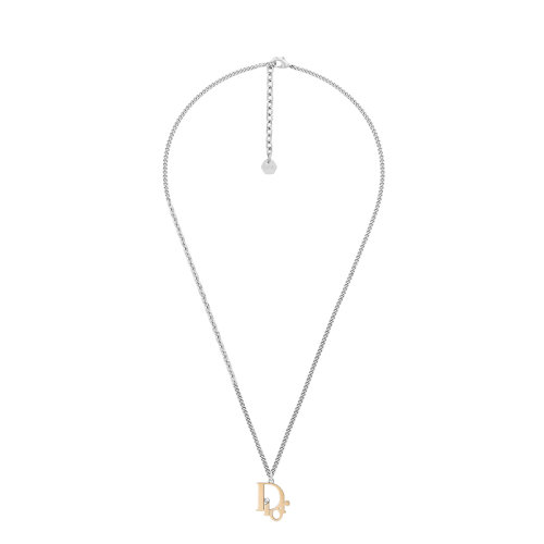 DIOR/迪奧 OBLIQUE系列 男士金色銀色飾面黃銅白色水晶細(xì)節(jié)雙面項(xiàng)鏈N1337HOMMT_D012